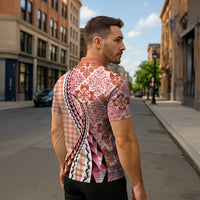 Aloha Vintage Palaka Floral Hawaiian Quilt Zipper Polo Shirt Ulaula Motif LT9 - Polynesian Pride