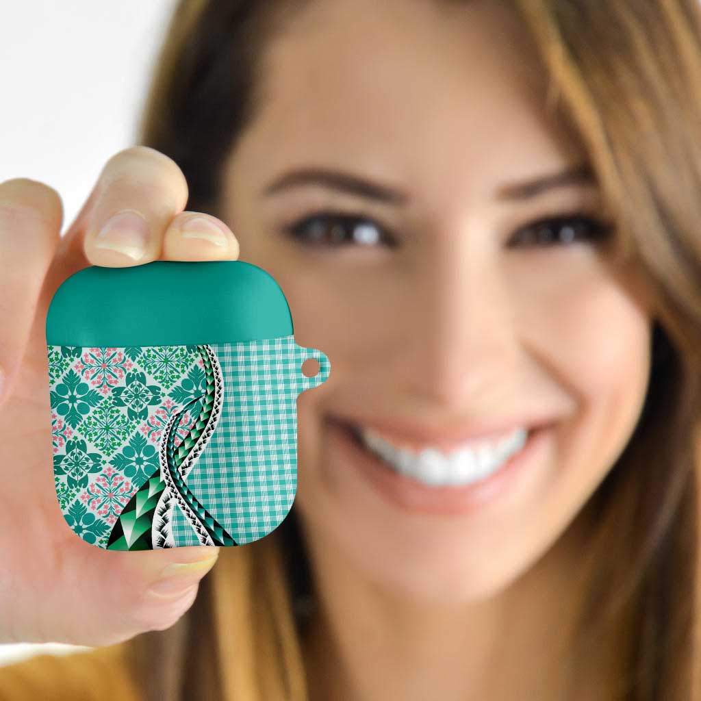 Aloha Vintage Palaka Floral Hawaiian Quilt AirPods Case Polu Motif - Polynesian Pride