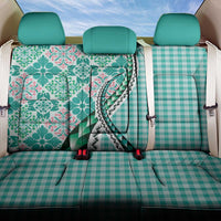 Aloha Vintage Palaka Floral Hawaiian Quilt Back Car Seat Cover Polu Motif LT9 One Size Turquoise - Polynesian Pride