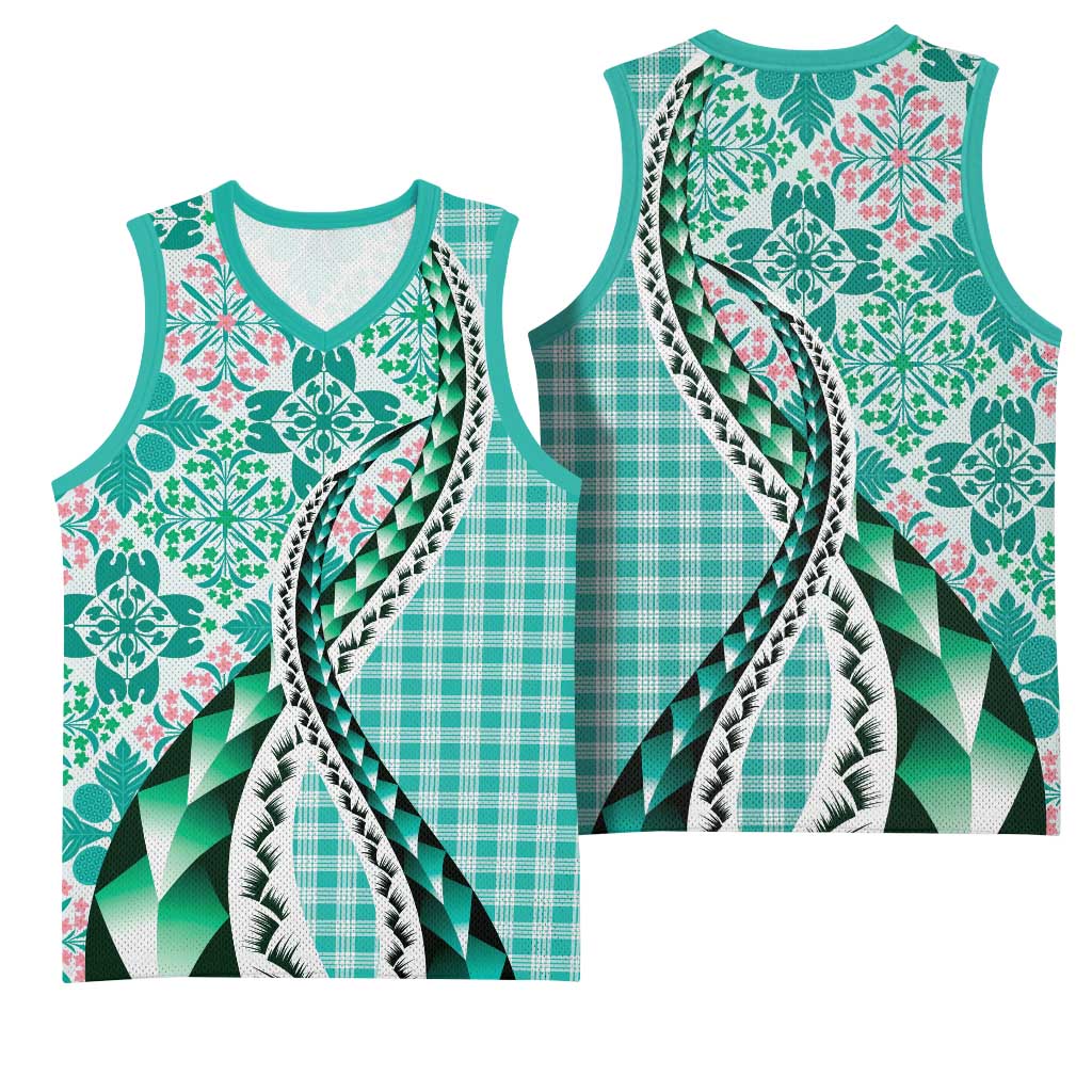 Aloha Vintage Palaka Floral Hawaiian Quilt Basketball Jersey Polu Motif LT9 - Polynesian Pride