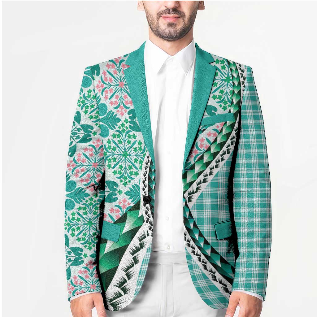 Aloha Vintage Palaka Floral Hawaiian Quilt Blazer Polu Motif - Polynesian Pride