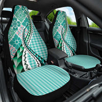 Aloha Vintage Palaka Floral Hawaiian Quilt Car Seat Cover Polu Motif LT9 One Size Turquoise - Polynesian Pride