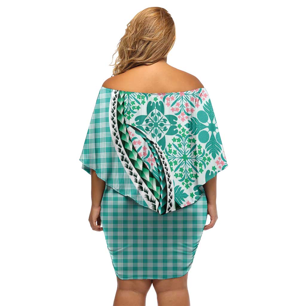 Aloha Vintage Palaka Floral Hawaiian Quilt Family Matching Off Shoulder Short Dress and Hawaiian Shirt Polu Motif LT9 - Polynesian Pride