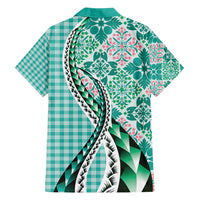 Aloha Vintage Palaka Floral Hawaiian Quilt Family Matching Puletasi and Hawaiian Shirt Polu Motif LT9 - Polynesian Pride
