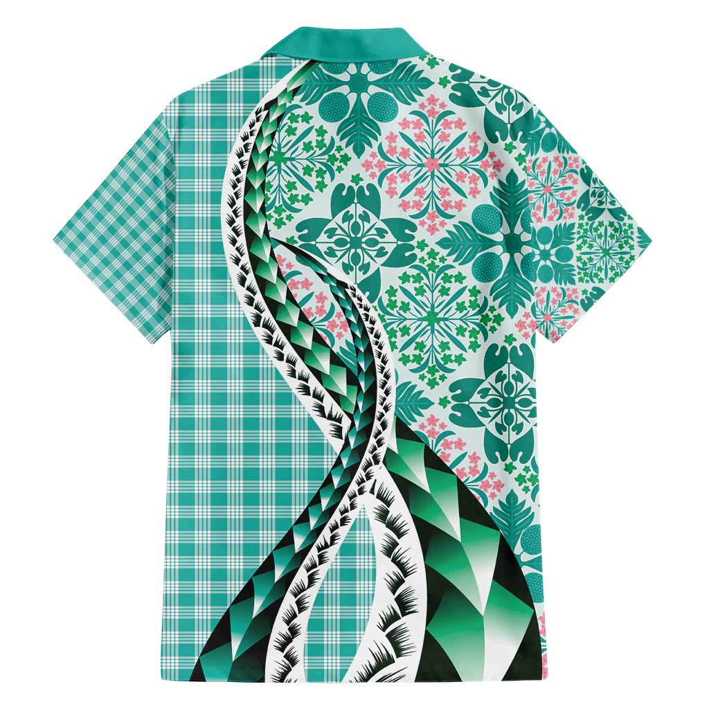 Aloha Vintage Palaka Floral Hawaiian Quilt Family Matching Short Sleeve Bodycon Dress and Hawaiian Shirt Polu Motif LT9 - Polynesian Pride