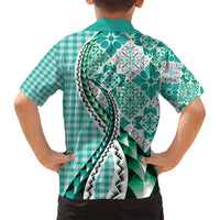 Aloha Vintage Palaka Floral Hawaiian Quilt Family Matching Tank Maxi Dress and Hawaiian Shirt Polu Motif LT9 - Polynesian Pride