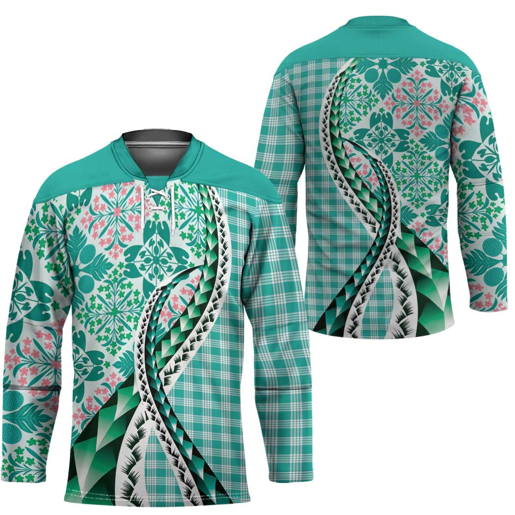 Aloha Vintage Palaka Floral Hawaiian Quilt Hockey Jersey Polu Motif LT9 - Polynesian Pride