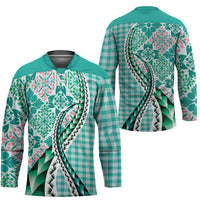 Aloha Vintage Palaka Floral Hawaiian Quilt Hockey Jersey Polu Motif LT9 - Polynesian Pride