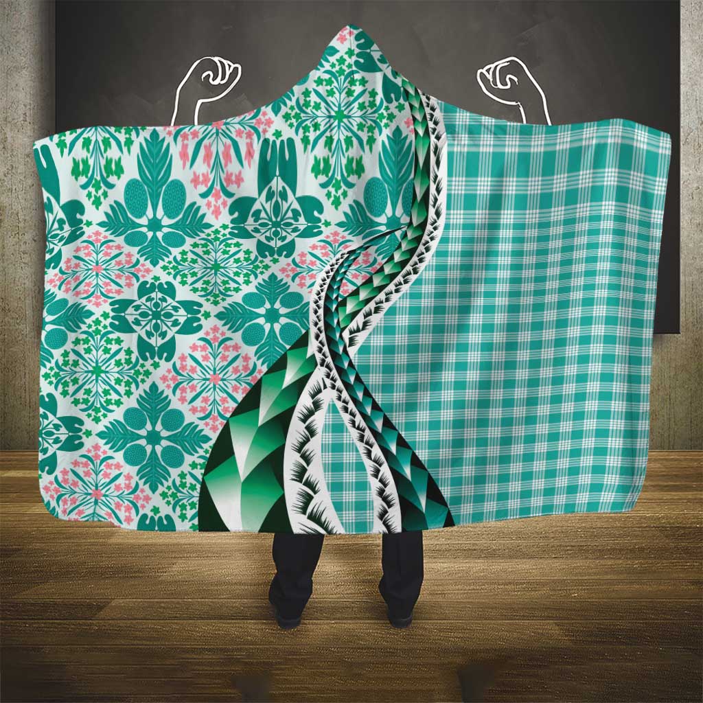 Aloha Vintage Palaka Floral Hawaiian Quilt Hooded Blanket Polu Motif LT9 - Polynesian Pride