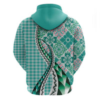 Aloha Vintage Palaka Floral Hawaiian Quilt Hoodie Polu Motif LT9 - Polynesian Pride