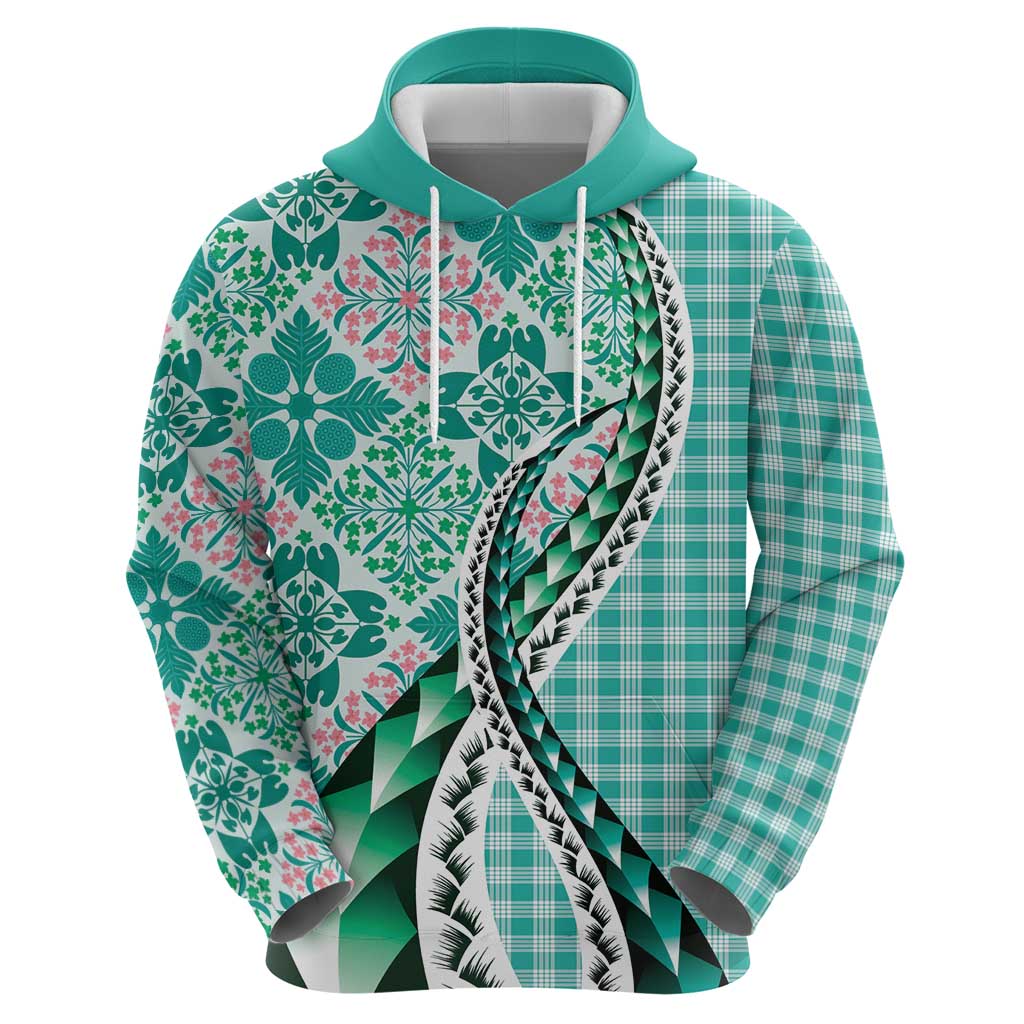 Aloha Vintage Palaka Floral Hawaiian Quilt Hoodie Polu Motif LT9 - Polynesian Pride