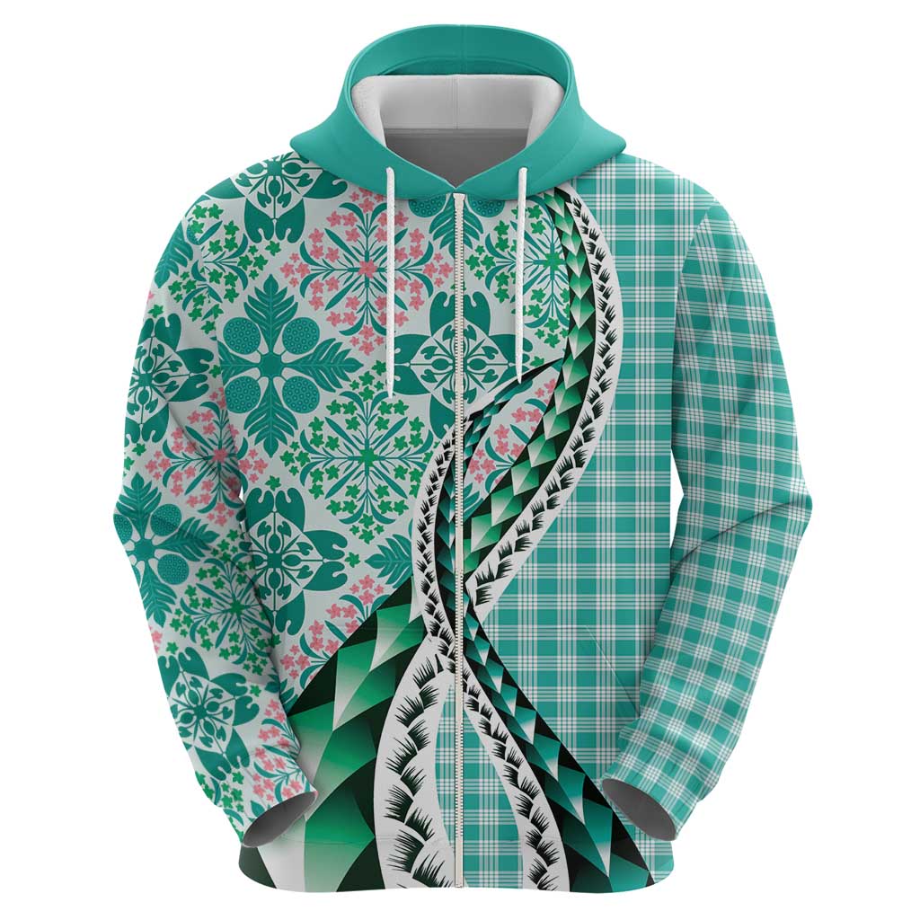 Aloha Vintage Palaka Floral Hawaiian Quilt Hoodie Polu Motif LT9 - Polynesian Pride