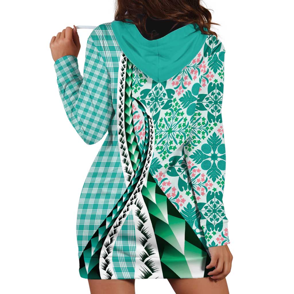 Aloha Vintage Palaka Floral Hawaiian Quilt Hoodie Dress Polu Motif LT9 - Polynesian Pride