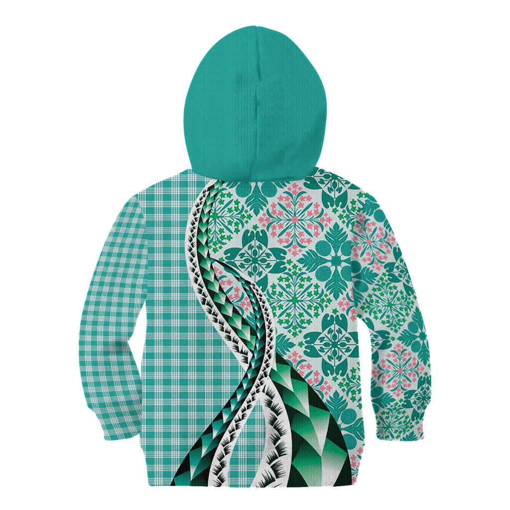 Aloha Vintage Palaka Floral Hawaiian Quilt Kid Hoodie Polu Motif LT9 - Polynesian Pride