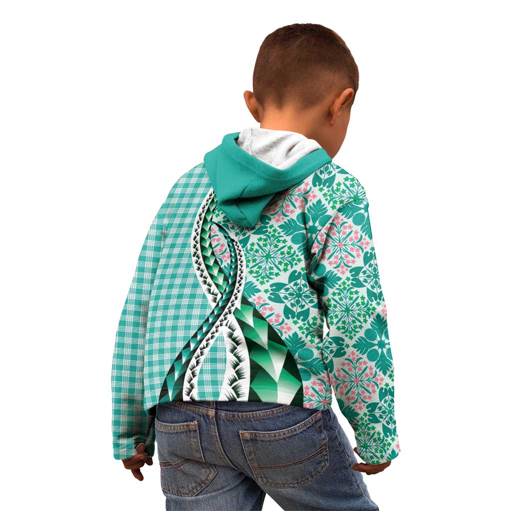 Aloha Vintage Palaka Floral Hawaiian Quilt Kid Hoodie Polu Motif LT9 - Polynesian Pride