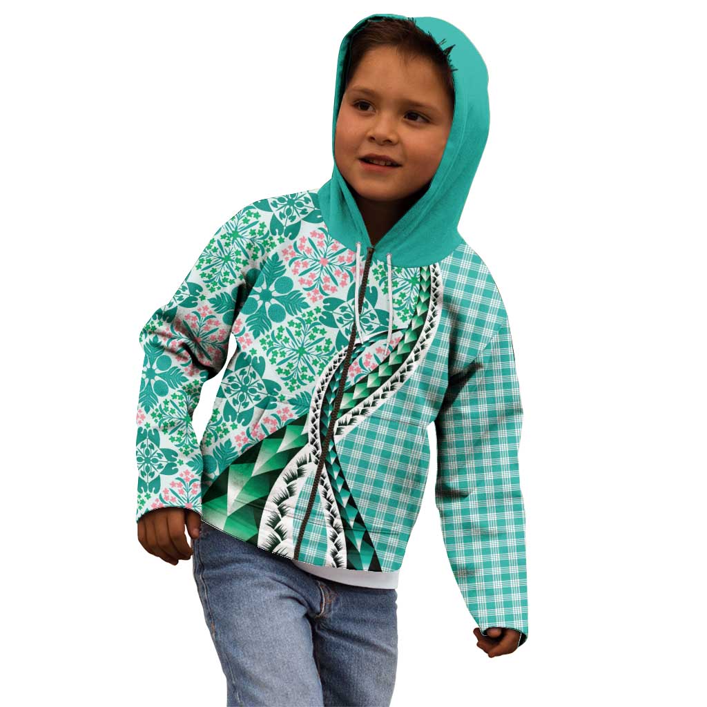 Aloha Vintage Palaka Floral Hawaiian Quilt Kid Hoodie Polu Motif LT9 - Polynesian Pride