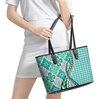Aloha Vintage Palaka Floral Hawaiian Quilt Leather Tote Bag Polu Motif LT9 - Polynesian Pride