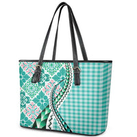 Aloha Vintage Palaka Floral Hawaiian Quilt Leather Tote Bag Polu Motif LT9 - Polynesian Pride