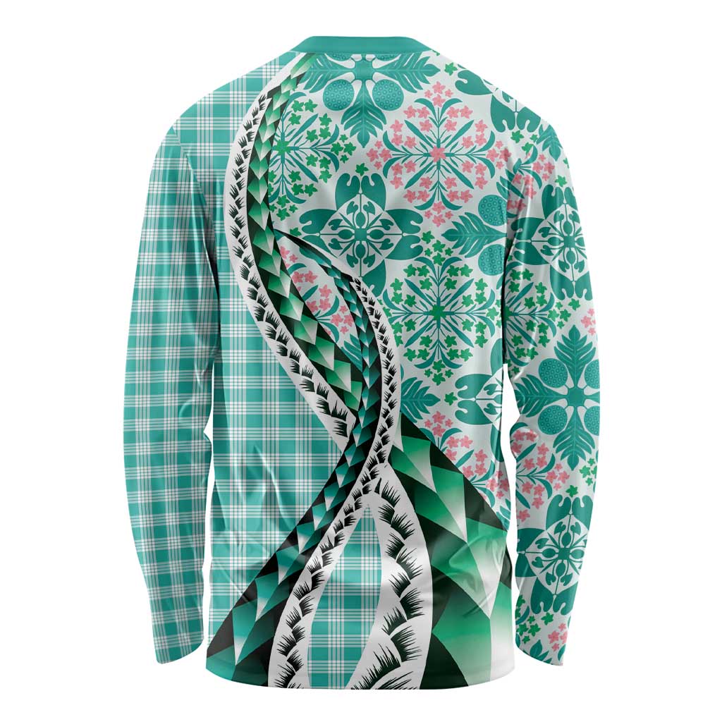 Aloha Vintage Palaka Floral Hawaiian Quilt Long Sleeve Shirt Polu Motif LT9 - Polynesian Pride