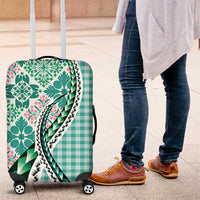Aloha Vintage Palaka Floral Hawaiian Quilt Luggage Cover Polu Motif LT9 Turquoise - Polynesian Pride