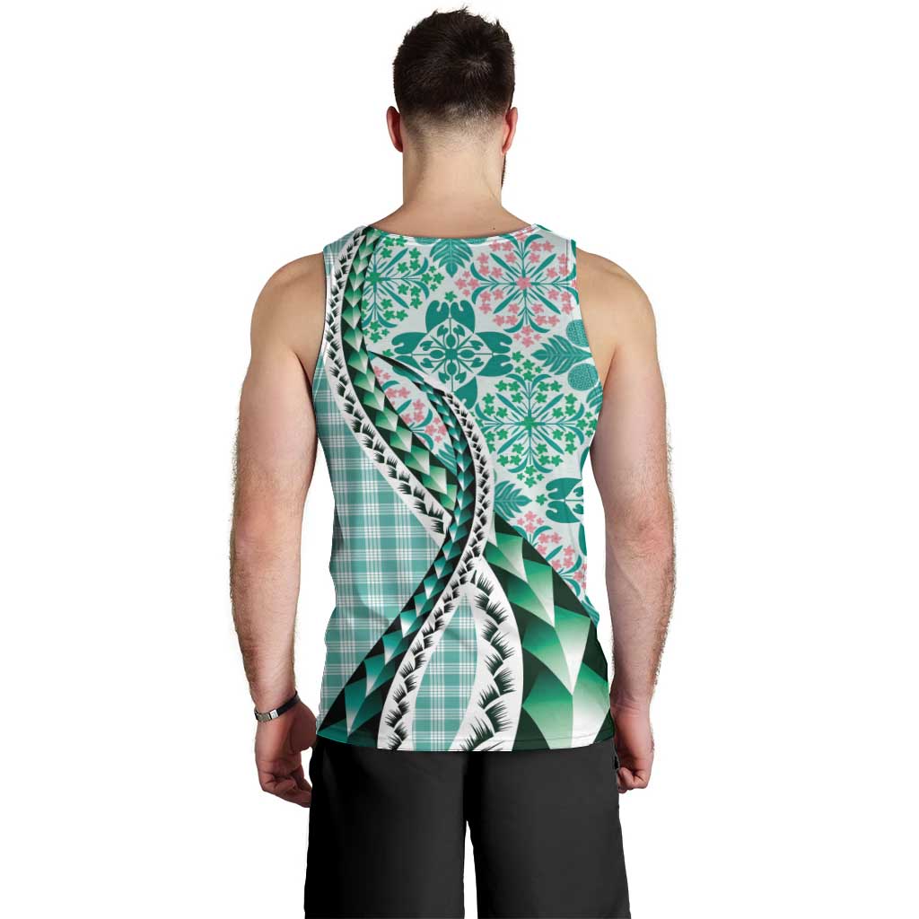 Aloha Vintage Palaka Floral Hawaiian Quilt Men Tank Top Polu Motif LT9 - Polynesian Pride