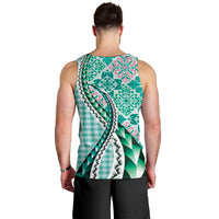 Aloha Vintage Palaka Floral Hawaiian Quilt Men Tank Top Polu Motif LT9 - Polynesian Pride