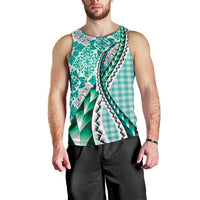 Aloha Vintage Palaka Floral Hawaiian Quilt Men Tank Top Polu Motif LT9 - Polynesian Pride