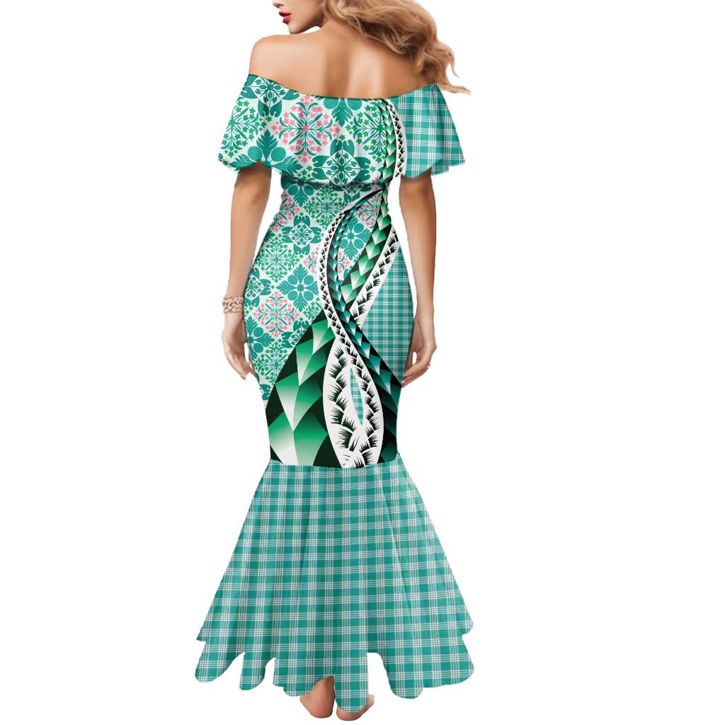 Aloha Vintage Palaka Floral Hawaiian Quilt Mermaid Dress Polu Motif LT9 - Polynesian Pride