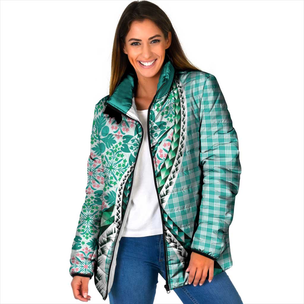 Aloha Vintage Palaka Floral Hawaiian Quilt Padded Jacket Polu Motif - Polynesian Pride