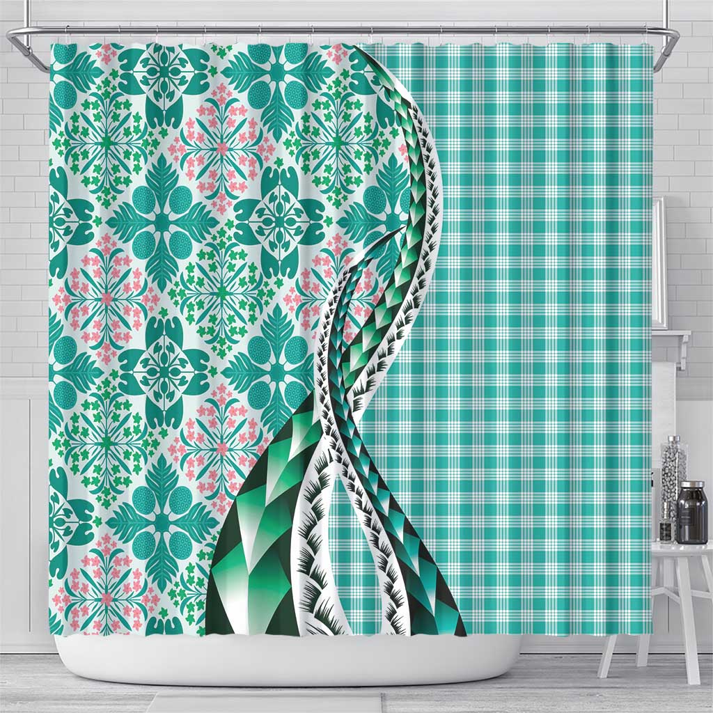Aloha Vintage Palaka Floral Hawaiian Quilt Shower Curtain Polu Motif LT9 - Polynesian Pride