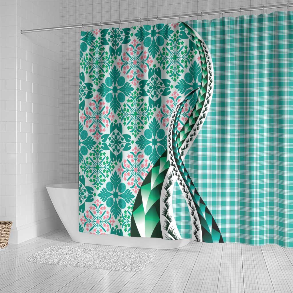 Aloha Vintage Palaka Floral Hawaiian Quilt Shower Curtain Polu Motif LT9 - Polynesian Pride