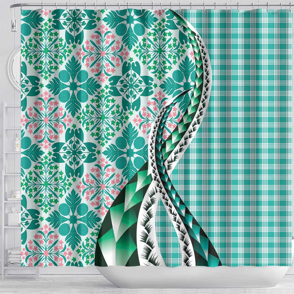 Aloha Vintage Palaka Floral Hawaiian Quilt Shower Curtain Polu Motif LT9 - Polynesian Pride