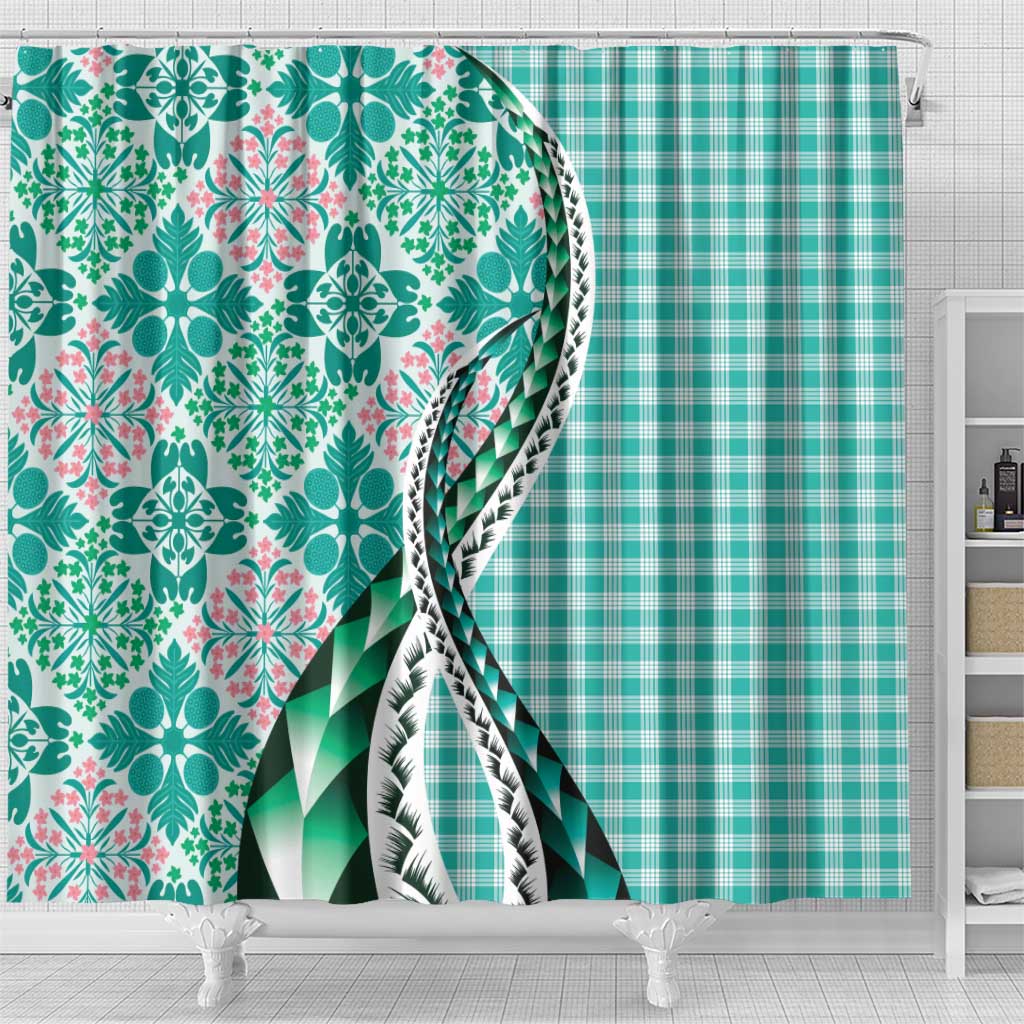 Aloha Vintage Palaka Floral Hawaiian Quilt Shower Curtain Polu Motif LT9 - Polynesian Pride
