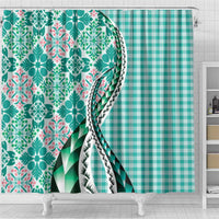 Aloha Vintage Palaka Floral Hawaiian Quilt Shower Curtain Polu Motif LT9 - Polynesian Pride