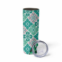 Aloha Vintage Palaka Floral Hawaiian Quilt Skinny Tumbler Polu Motif LT9 - Polynesian Pride