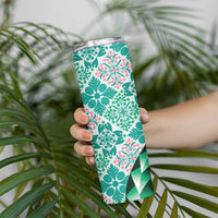 Aloha Vintage Palaka Floral Hawaiian Quilt Skinny Tumbler Polu Motif LT9 - Polynesian Pride