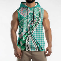 Aloha Vintage Palaka Floral Hawaiian Quilt Sleeveless Hoodie Polu Motif LT9 - Polynesian Pride