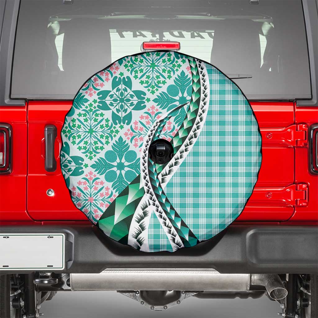Aloha Vintage Palaka Floral Hawaiian Quilt Spare Tire Cover Polu Motif LT9 - Polynesian Pride
