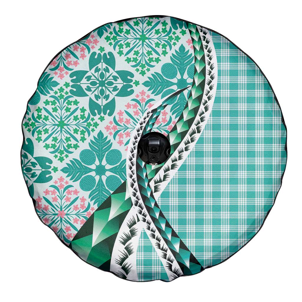 Aloha Vintage Palaka Floral Hawaiian Quilt Spare Tire Cover Polu Motif LT9 - Polynesian Pride