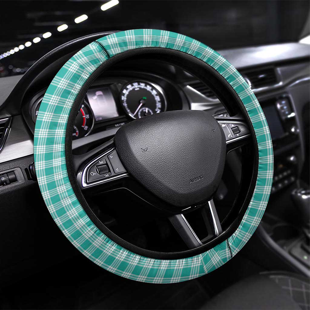 Aloha Vintage Palaka Floral Hawaiian Quilt Steering Wheel Cover Polu Motif LT9 Universal Fit Turquoise - Polynesian Pride