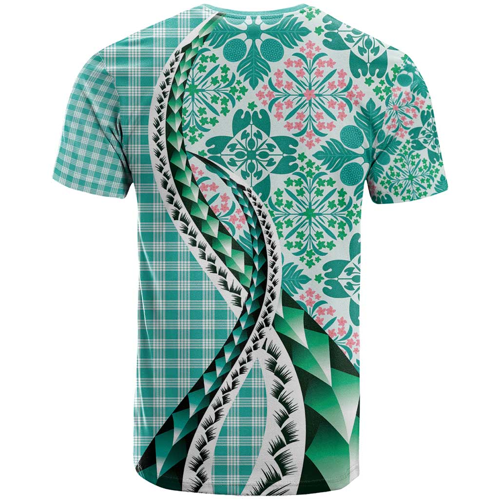 Aloha Vintage Palaka Floral Hawaiian Quilt T Shirt Polu Motif LT9 - Polynesian Pride