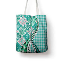 Aloha Vintage Palaka Floral Hawaiian Quilt Tote Bag Polu Motif - Polynesian Pride