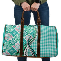 Aloha Vintage Palaka Floral Hawaiian Quilt Travel Bag Polu Motif LT9 Turquoise - Polynesian Pride