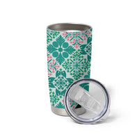 Aloha Vintage Palaka Floral Hawaiian Quilt Tumbler Cup Polu Motif LT9 - Polynesian Pride