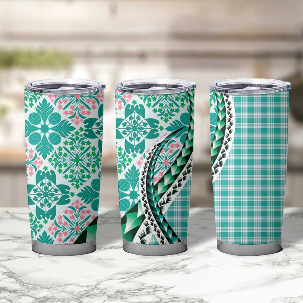 Aloha Vintage Palaka Floral Hawaiian Quilt Tumbler Cup Polu Motif LT9 - Polynesian Pride