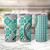Aloha Vintage Palaka Floral Hawaiian Quilt Tumbler Cup Polu Motif LT9 - Polynesian Pride