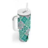 Aloha Vintage Palaka Floral Hawaiian Quilt Tumbler With Handle Polu Motif LT9 - Polynesian Pride