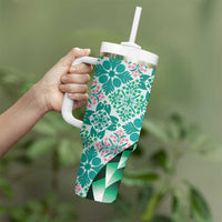 Aloha Vintage Palaka Floral Hawaiian Quilt Tumbler With Handle Polu Motif LT9 - Polynesian Pride