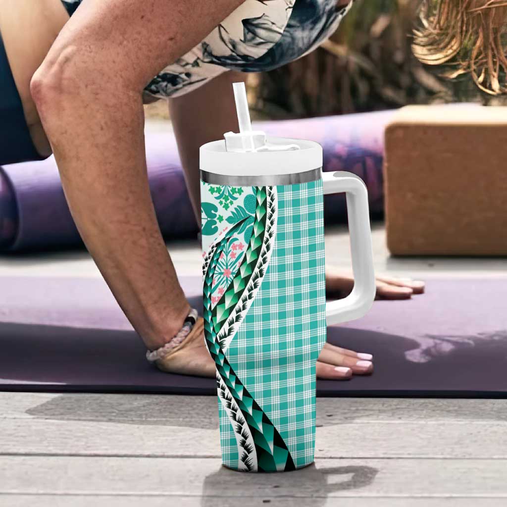 Aloha Vintage Palaka Floral Hawaiian Quilt Tumbler With Handle Polu Motif LT9 - Polynesian Pride