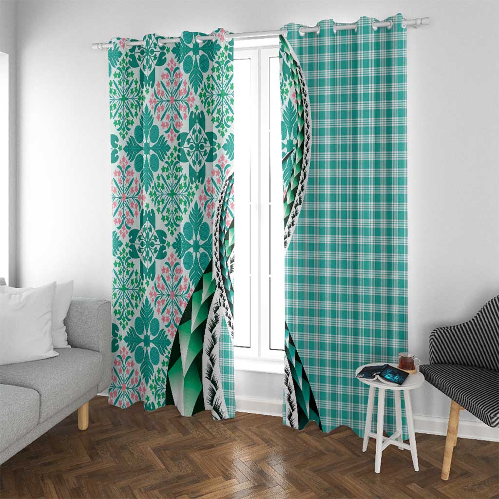 Aloha Vintage Palaka Floral Hawaiian Quilt Window Curtain Polu Motif - Polynesian Pride